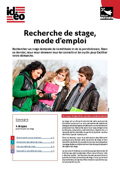 Couverture du dossier "Recherche de stage, mode d'emploi"