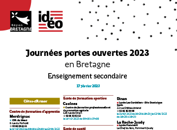 Journées portes ouvertes 2023 en Bretagne - Enseignement secondaire