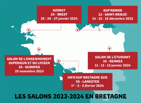 Cartographie des salons post-bac en Bretagne 2023-2024