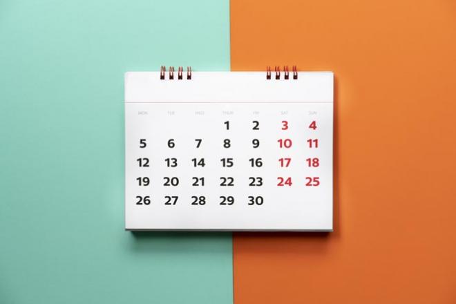 Différentes étapes dans l'année Agenda